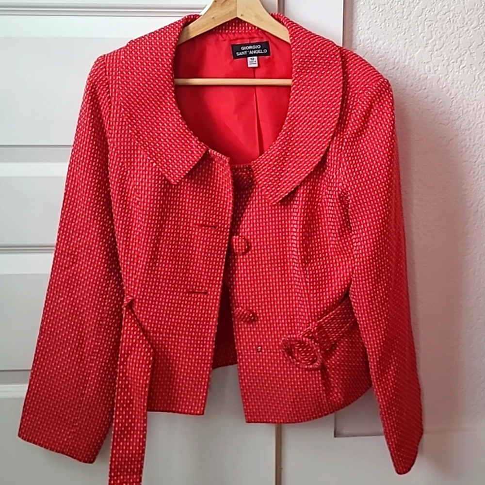 Giorgio Santi Angelo Vintage red blazer belted jacket  Size 12